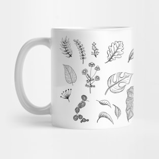 Leaf Doodles in Pen and Ink Botanical Monstera Leaves Mug